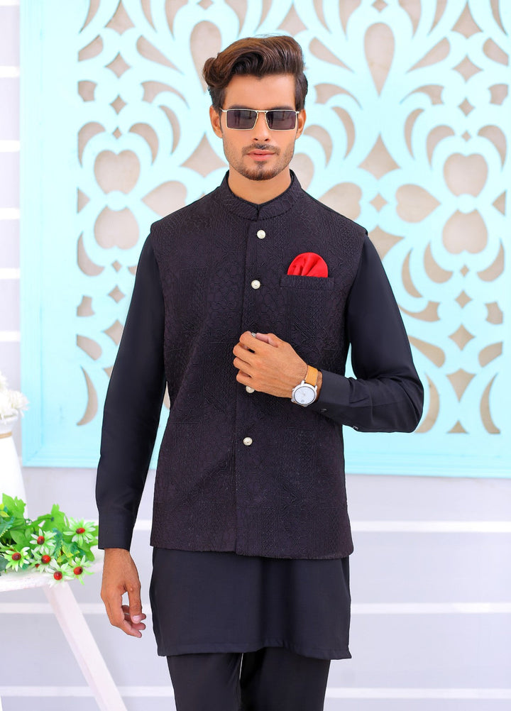 Luxe Waistcoat by Edge Republic Mens RTW Embroidered Wash N Wear 2 Piece Suit ER WC 1081 Festive Collection