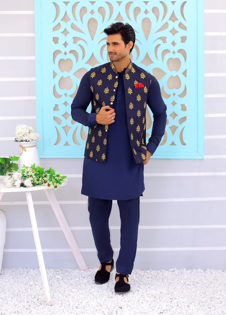 Luxe Waistcoat by Edge Republic Mens RTW Embroidered Wash N Wear 2 Piece Suit ER WC 1080 Festive Collection