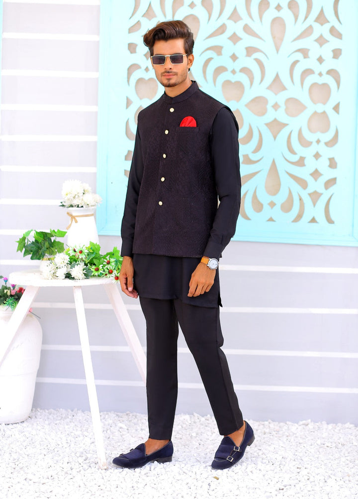 Luxe Waistcoat by Edge Republic Mens RTW Embroidered Wash N Wear 2 Piece Suit ER WC 1079 Festive Collection