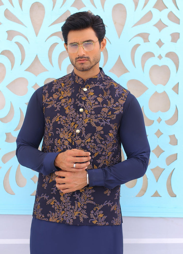 Luxe Waistcoat by Edge Republic Mens RTW Embroidered Wash N Wear 2 Piece Suit ER WC 1076 Festive Collection