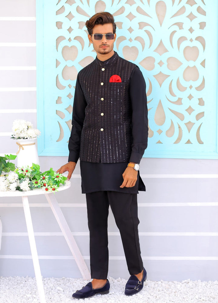 Luxe Waistcoat by Edge Republic Mens RTW Embroidered Wash N Wear 2 Piece Suit ER WC 1075 Festive Collection