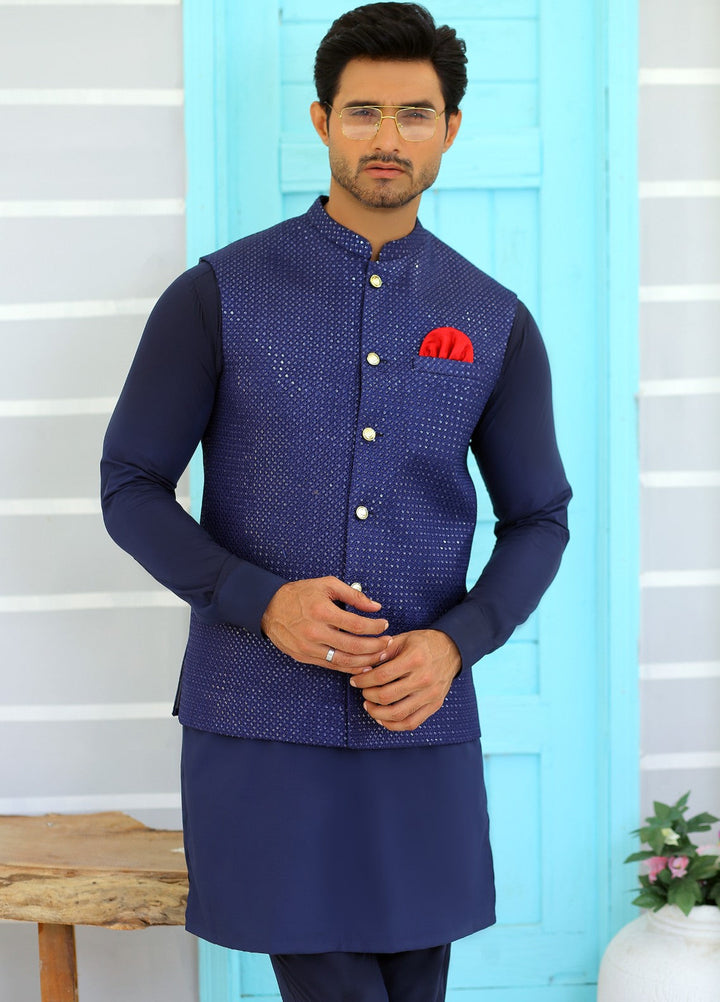 Luxe Waistcoat by Edge Republic Mens RTW Embroidered Wash N Wear 2 Piece Suit ER WC 1074 Festive Collection