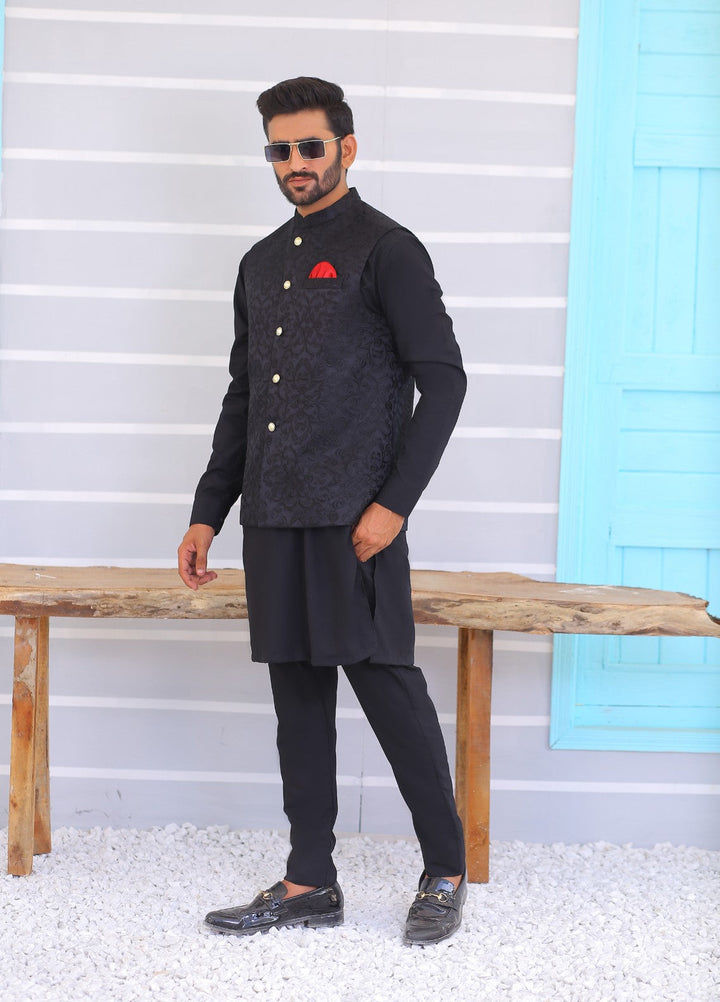 Luxe Waistcoat by Edge Republic Mens RTW Embroidered Wash N Wear 2 Piece Suit ER WC 1071 Festive Collection