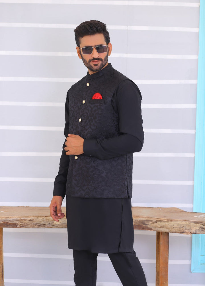 Luxe Waistcoat by Edge Republic Mens RTW Embroidered Wash N Wear 2 Piece Suit ER WC 1071 Festive Collection