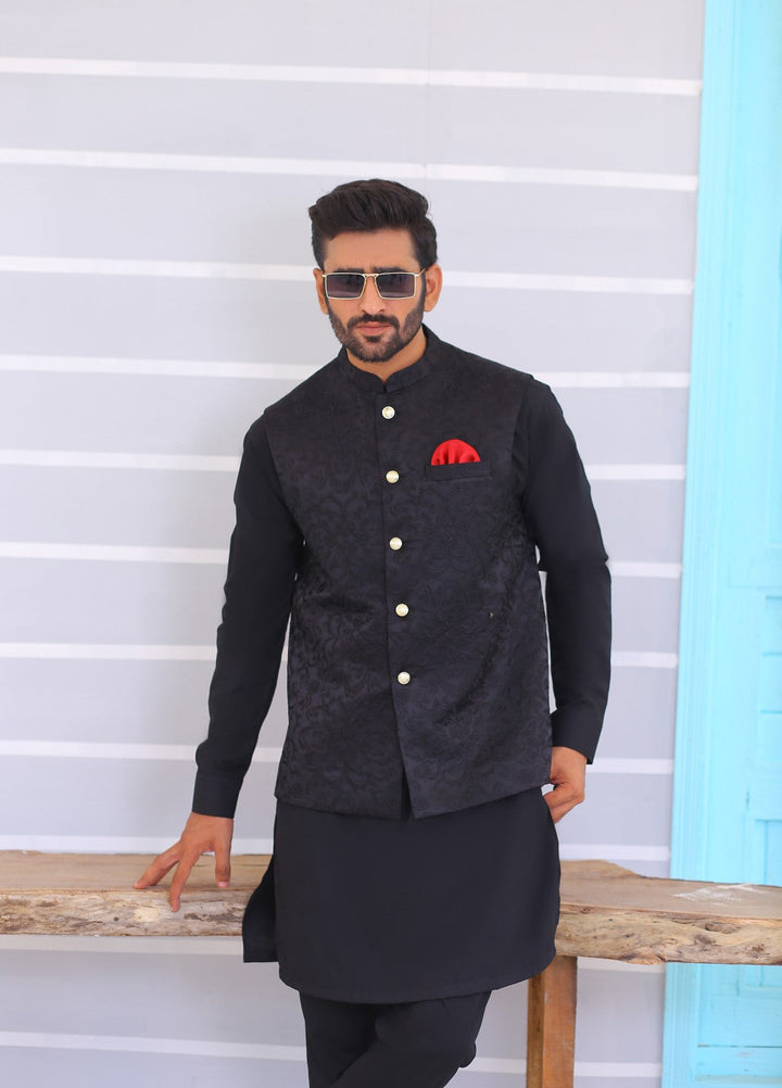 Luxe Waistcoat by Edge Republic Mens RTW Embroidered Wash N Wear 2 Piece Suit ER WC 1071 Festive Collection