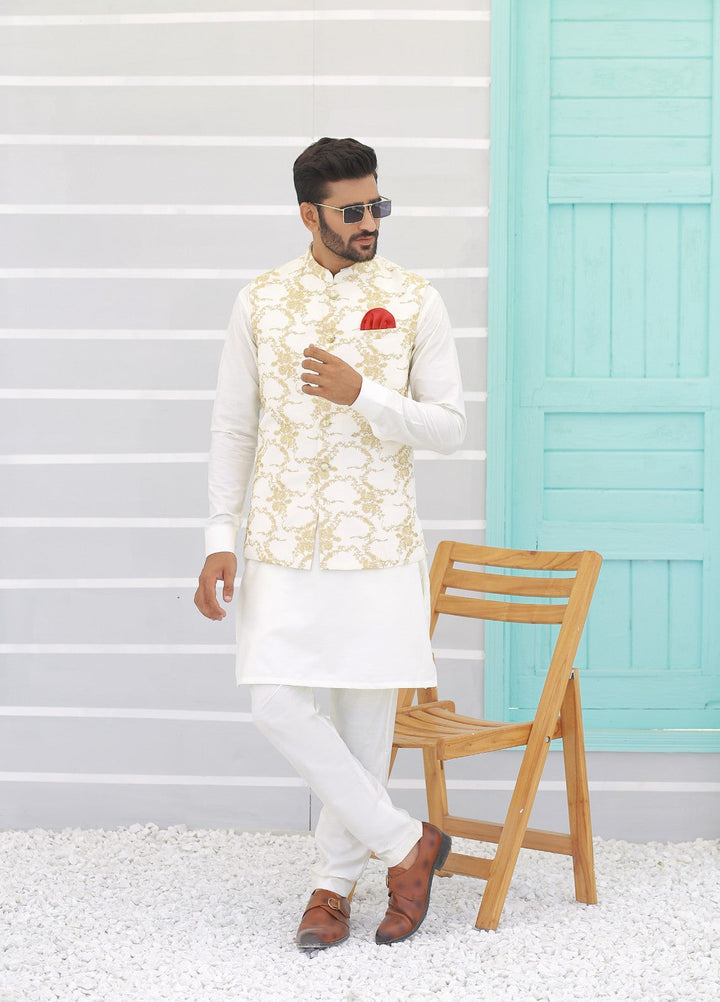 Luxe Waistcoat by Edge Republic Mens RTW Embroidered Wash N Wear 2 Piece Suit ER WC 1069 Festive Collection