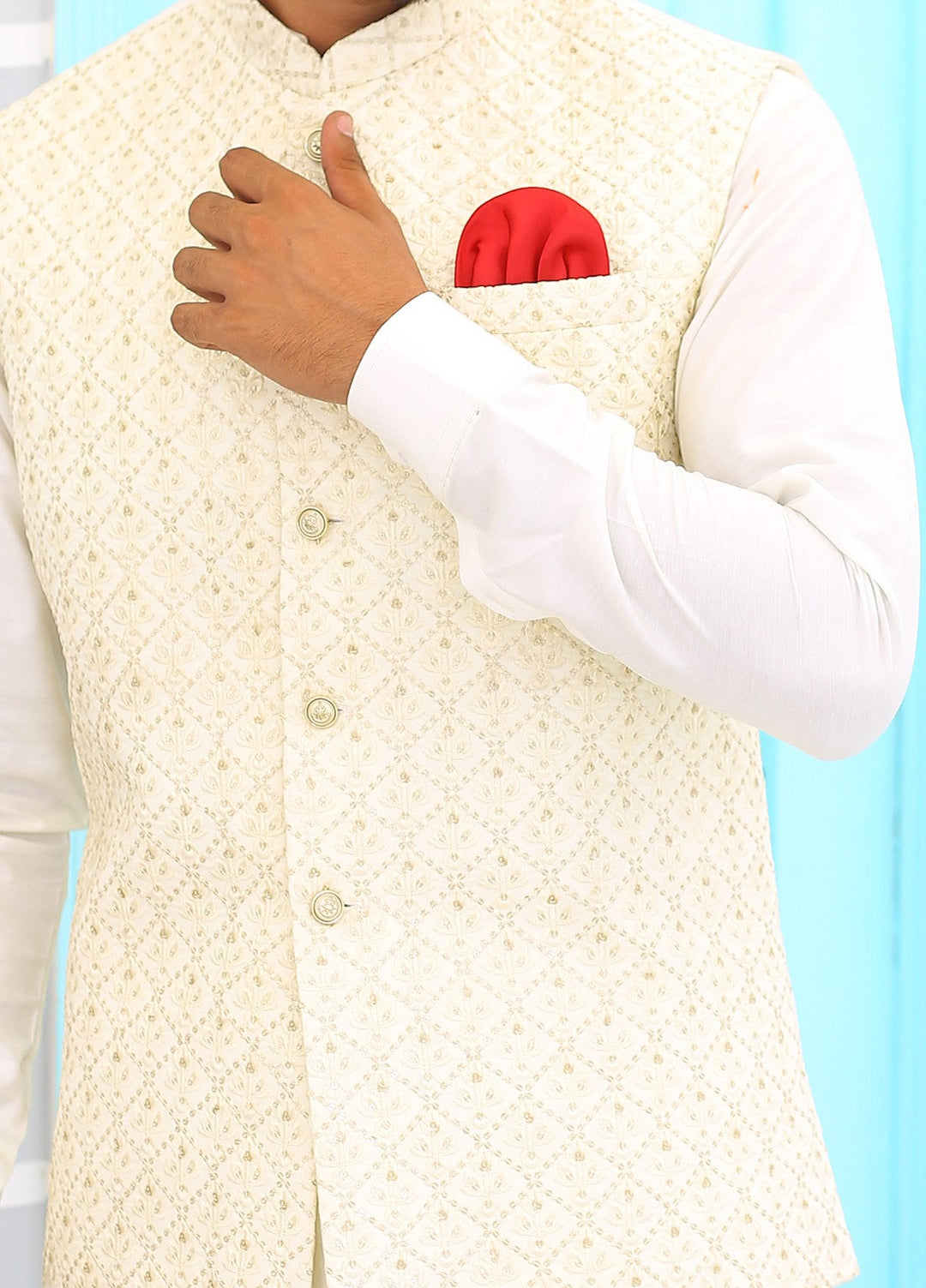 Luxe Waistcoat by Edge Republic Mens RTW Embroidered Wash N Wear 2 Piece Suit ER WC 1067 Festive Collection