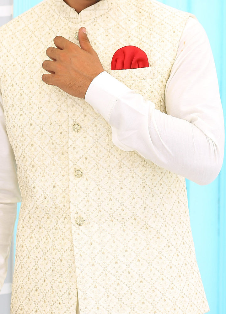 Luxe Waistcoat by Edge Republic Mens RTW Embroidered Wash N Wear 2 Piece Suit ER WC 1067 Festive Collection