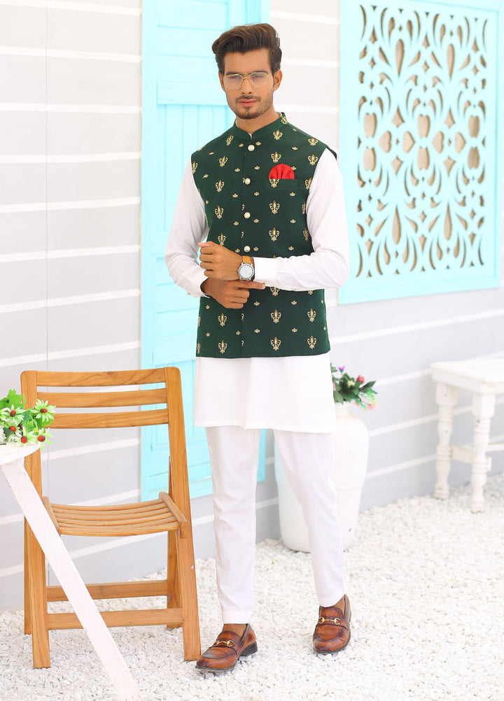 Luxe Waistcoat by Edge Republic Mens RTW Embroidered Wash N Wear 2 Piece Suit ER WC 1066 Festive Collection