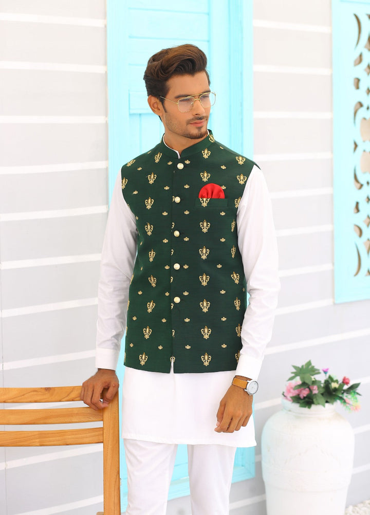 Luxe Waistcoat by Edge Republic Mens RTW Embroidered Wash N Wear 2 Piece Suit ER WC 1066 Festive Collection