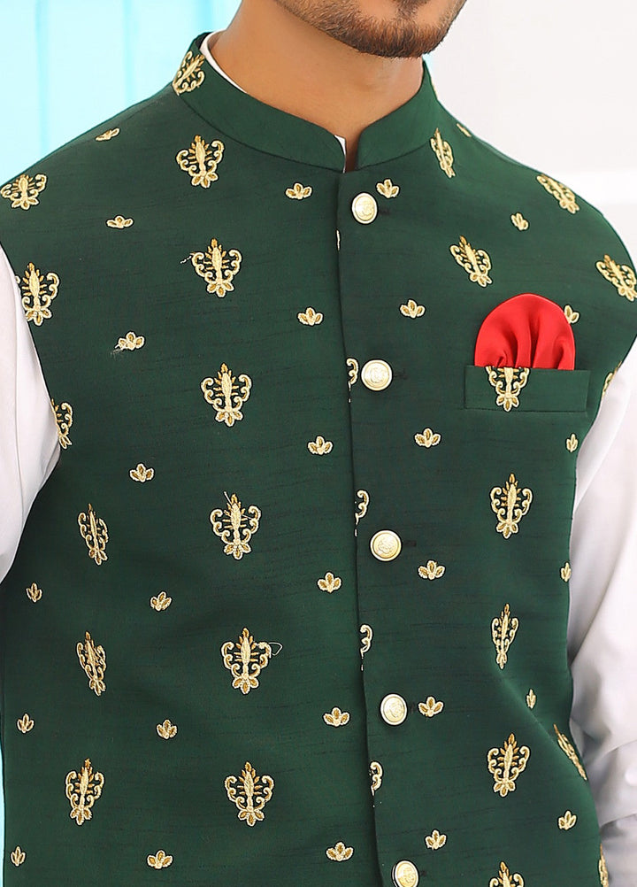 Luxe Waistcoat by Edge Republic Mens RTW Embroidered Wash N Wear 2 Piece Suit ER WC 1066 Festive Collection