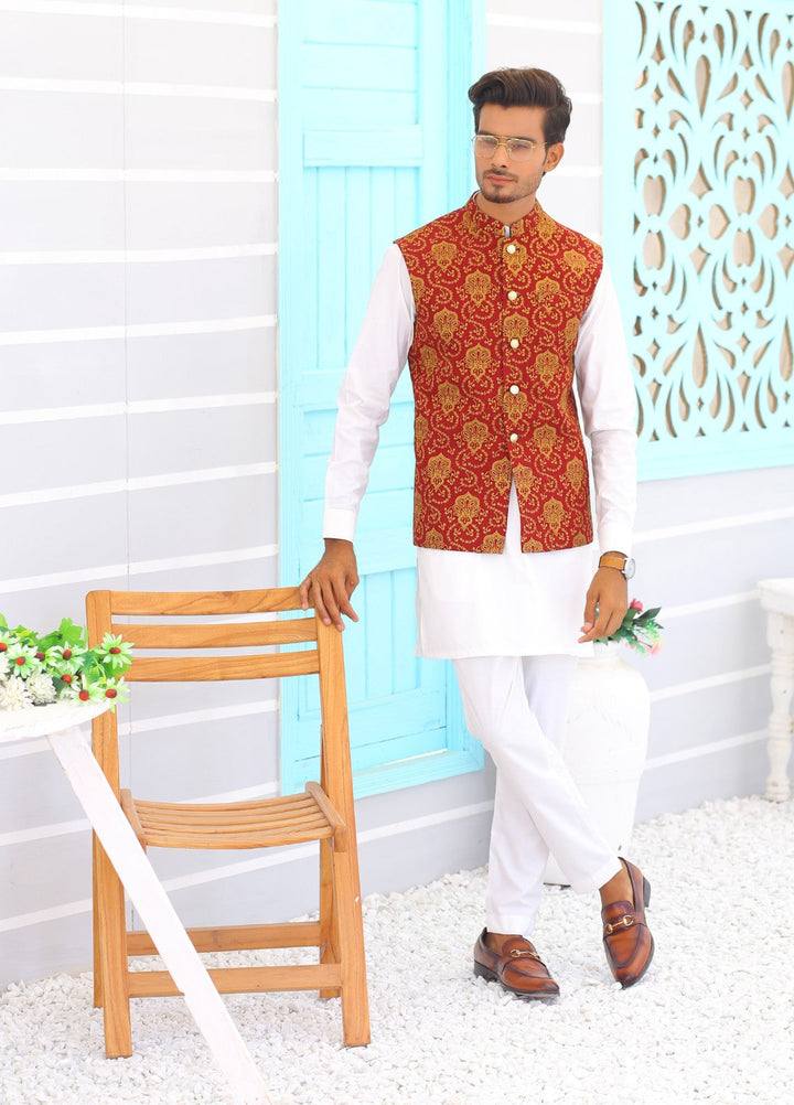 Luxe Waistcoat by Edge Republic Mens RTW Embroidered Wash N Wear 2 Piece Suit ER WC 1065 Festive Collection