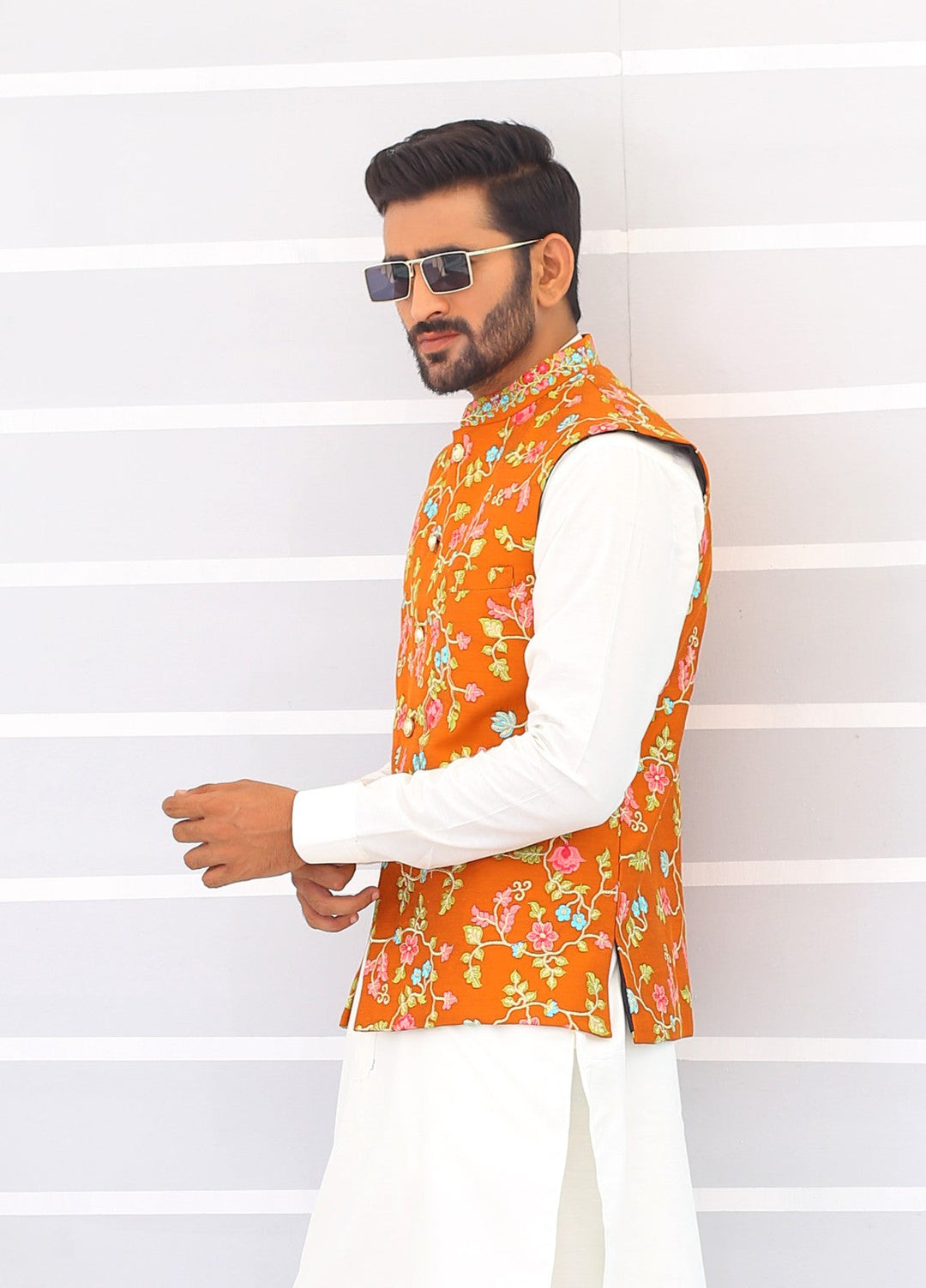 Luxe Waistcoat by Edge Republic Mens RTW Embroidered Wash N Wear 2 Piece Suit ER WC 1064 Festive Collection