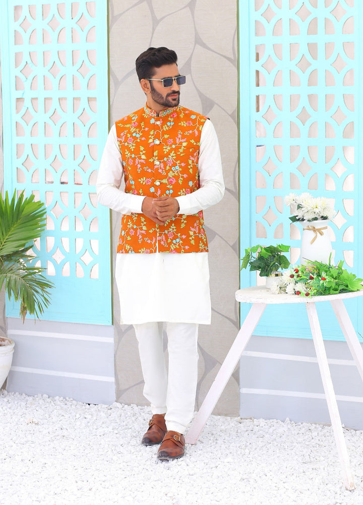 Luxe Waistcoat by Edge Republic Mens RTW Embroidered Wash N Wear 2 Piece Suit ER WC 1064 Festive Collection