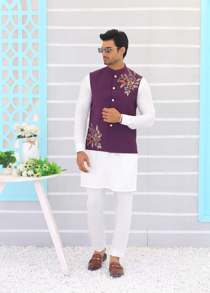 Luxe Waistcoat by Edge Republic Mens RTW Embroidered Wash N Wear 2 Piece Suit ER WC 1063 Festive Collection