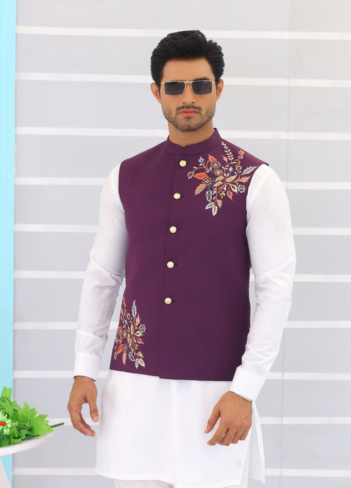 Luxe Waistcoat by Edge Republic Mens RTW Embroidered Wash N Wear 2 Piece Suit ER WC 1063 Festive Collection