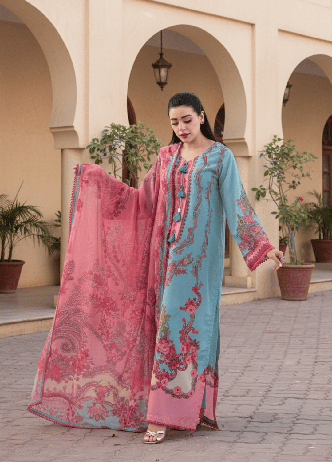 Syra's Atelier RTW Printed Lawn 3 Piece Suit Zariah Kaftan Casual Collection