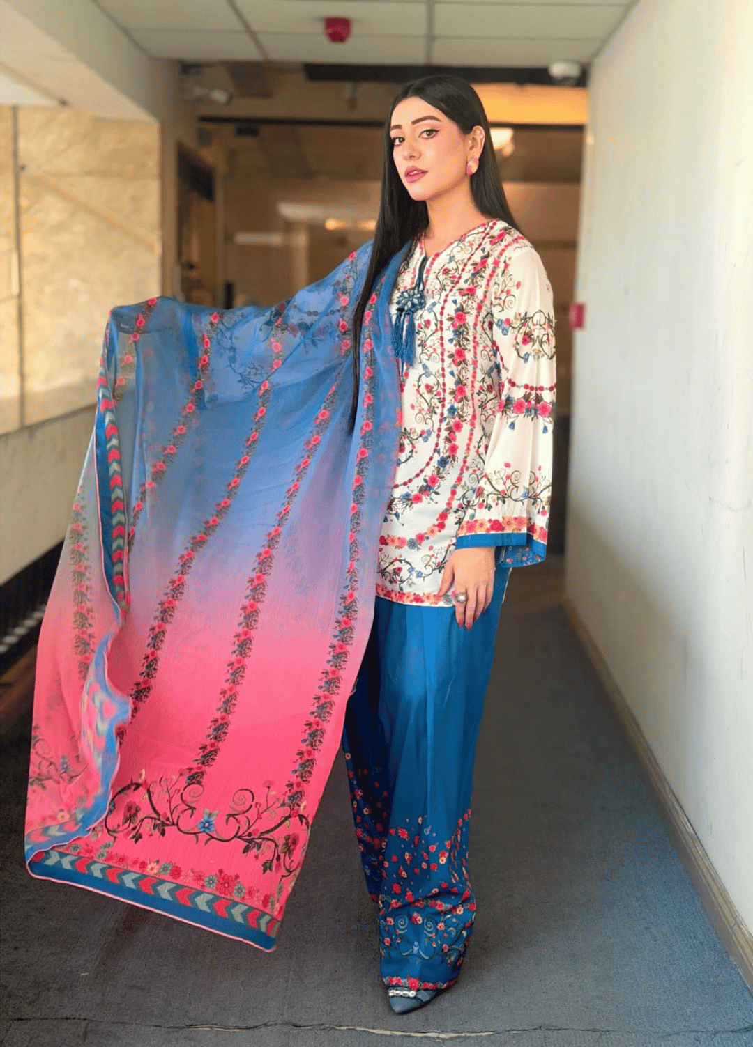 Syra's Atelier RTW Printed Lawn 3 Piece Suit Jahan Ara Blue Casual Collection