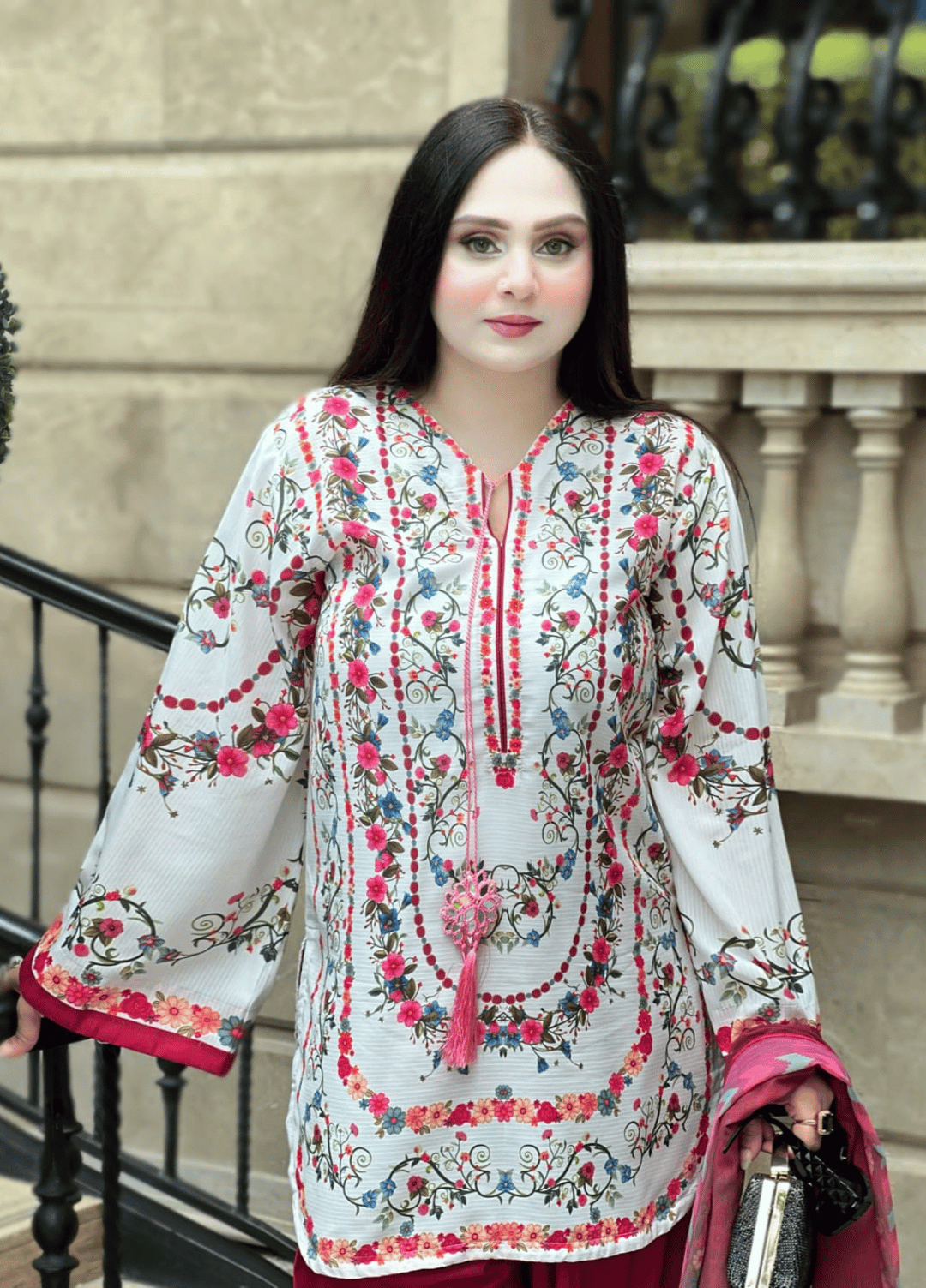 Syra's Atelier RTW Printed Lawn 3 Piece Suit Jahan Ara Pink Casual Collection