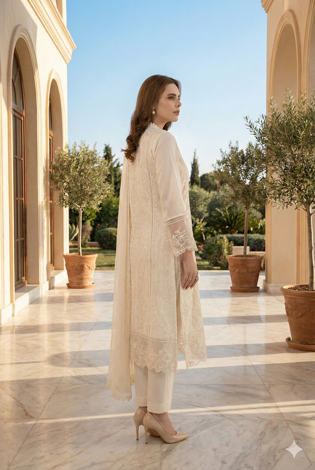 Princess by HEM Women RTW Embroidered Chiffon 4 Piece Suit Gul-E-Rukh White Festive Collection