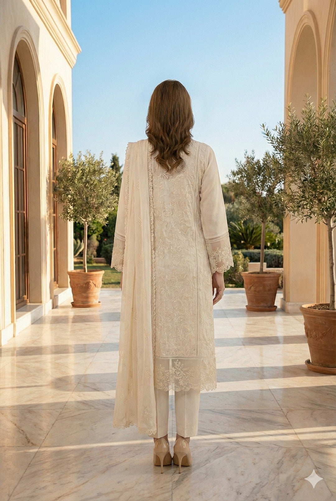 Princess by HEM Women RTW Embroidered Chiffon 4 Piece Suit Gul-E-Rukh White Festive Collection