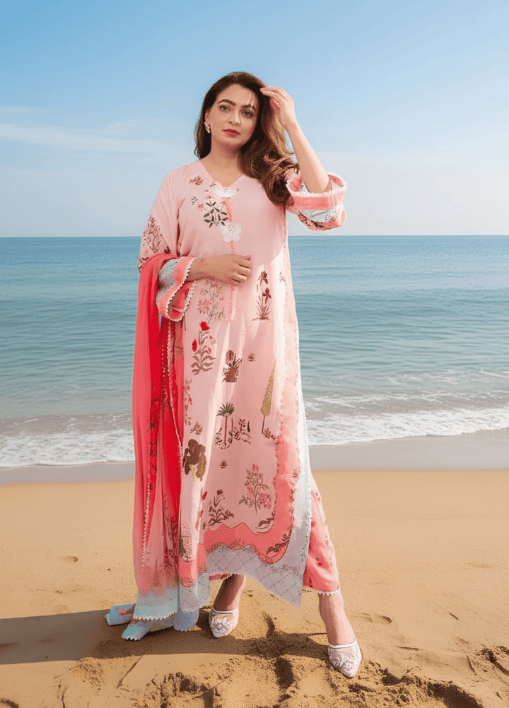 Syra's Atelier RTW Printed Lawn 3 Piece Suit Blushia Kaftan Casual Collection