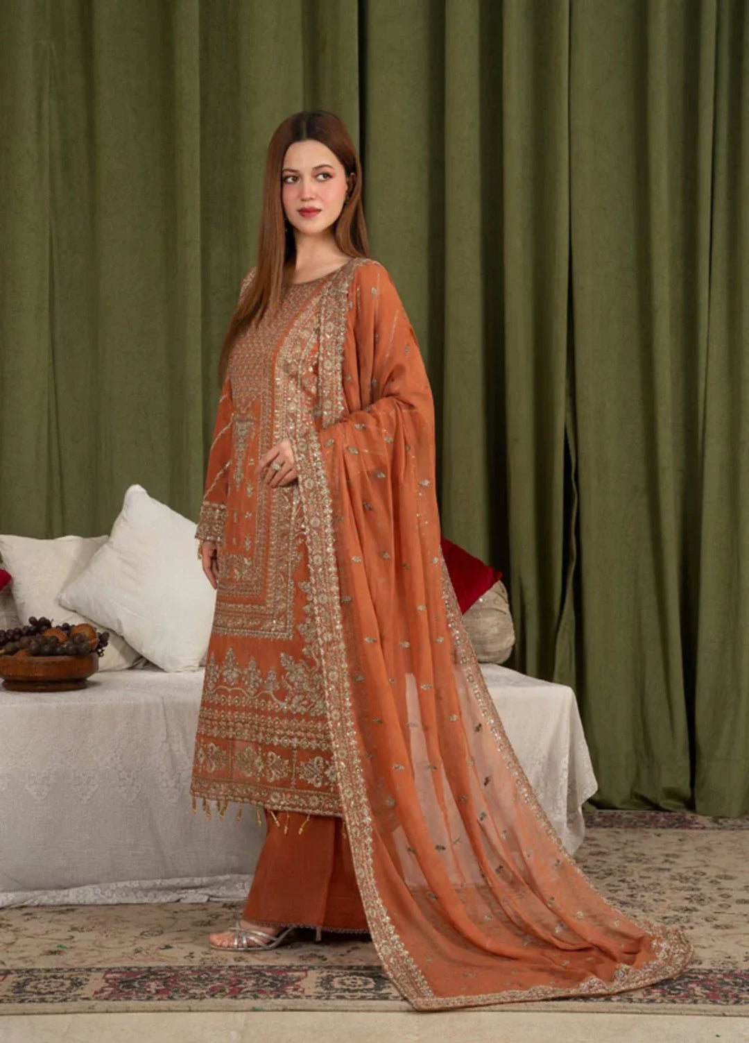 Sehrish by Maherposh RTW Embroidered Viscose Raw Silk 3 Piece Suit MP-SR-01 AMBER GRACE Festive Collection