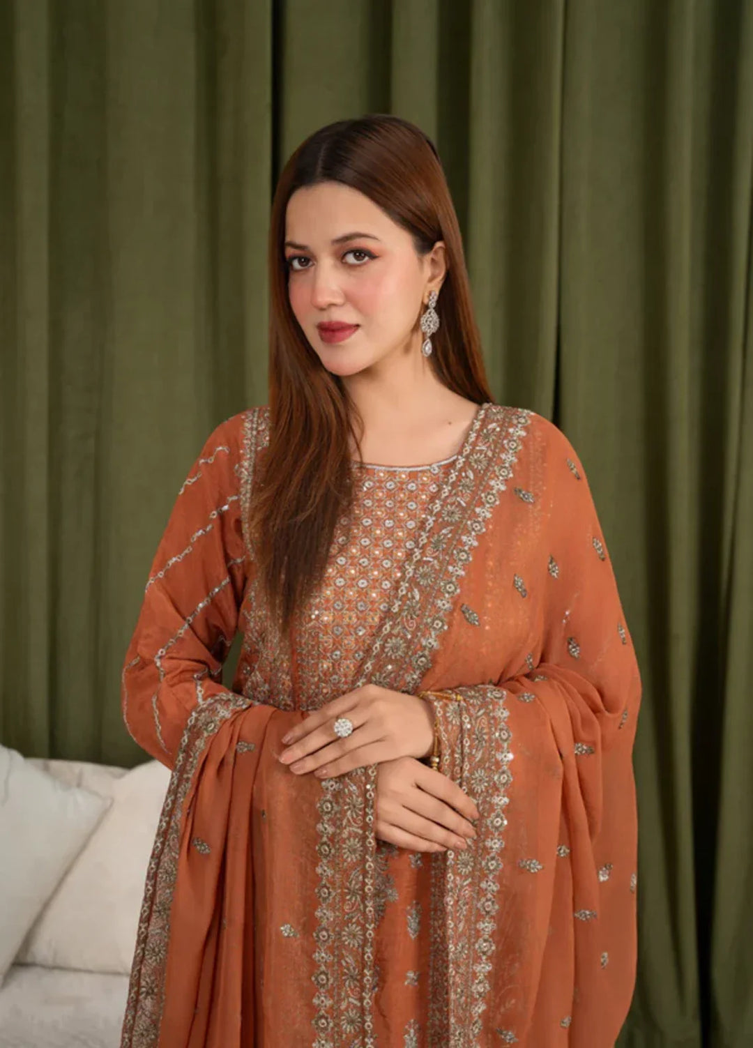 Sehrish by Maherposh RTW Embroidered Viscose Raw Silk 3 Piece Suit MP-SR-01 AMBER GRACE Festive Collection