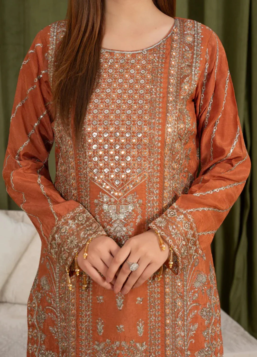 Sehrish by Maherposh RTW Embroidered Viscose Raw Silk 3 Piece Suit MP-SR-01 AMBER GRACE Festive Collection