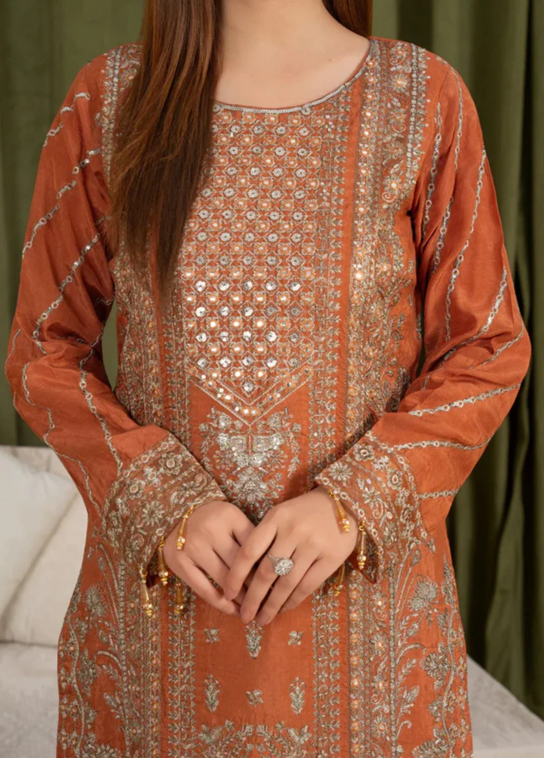Sehrish by Maherposh RTW Embroidered Viscose Raw Silk 3 Piece Suit MP-SR-01 AMBER GRACE Festive Collection