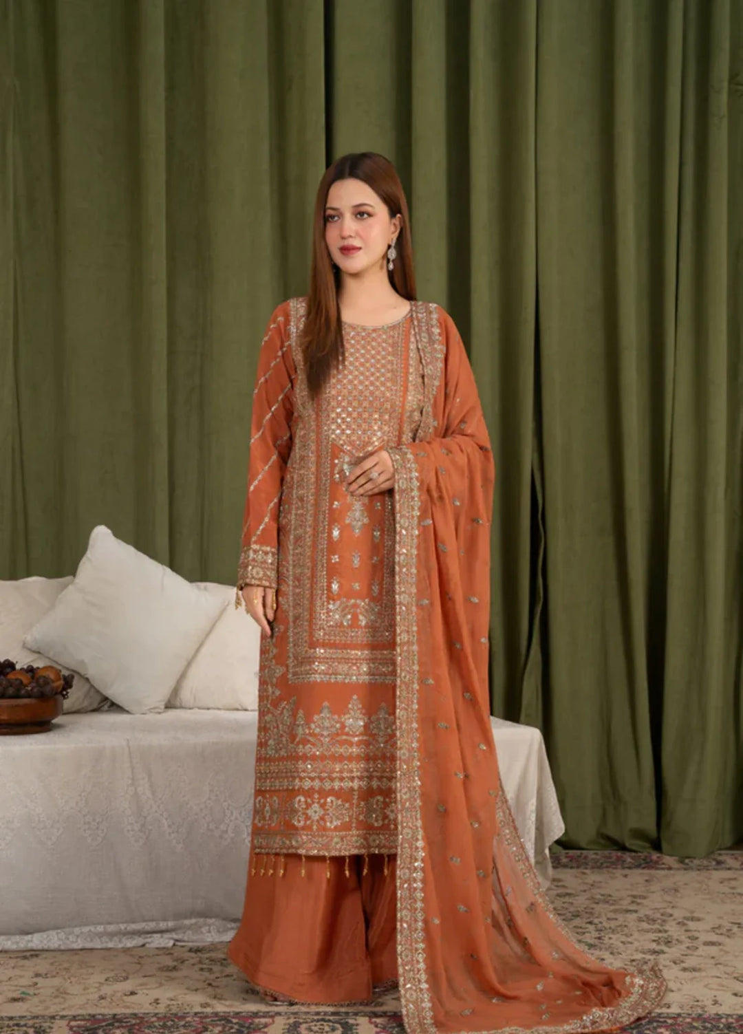 Sehrish by Maherposh RTW Embroidered Viscose Raw Silk 3 Piece Suit MP-SR-01 AMBER GRACE Festive Collection