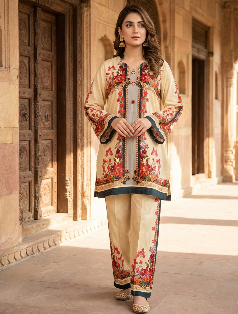 Syra's Atelier RTW Printed Swiss Lawn 2 Piece Suit Roshni Casual Collection