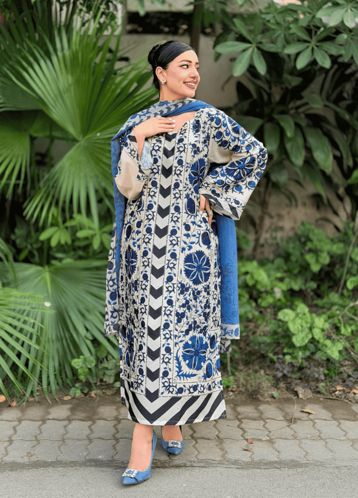 Syra's Atelier RTW Printed Lawn 2 Piece Suit Nahel Kaftan Casual Collection
