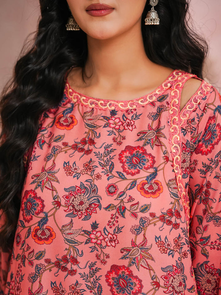 TNG Women RTW Printed Doria 2 Piece Suit Sargoshi Gharara Set Pink Casual Collection