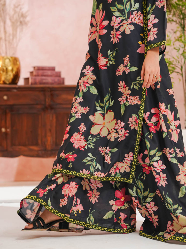 TNG Women RTW Printed Doria 2 Piece Suit Sargoshi Gharara Set Black Casual Collection