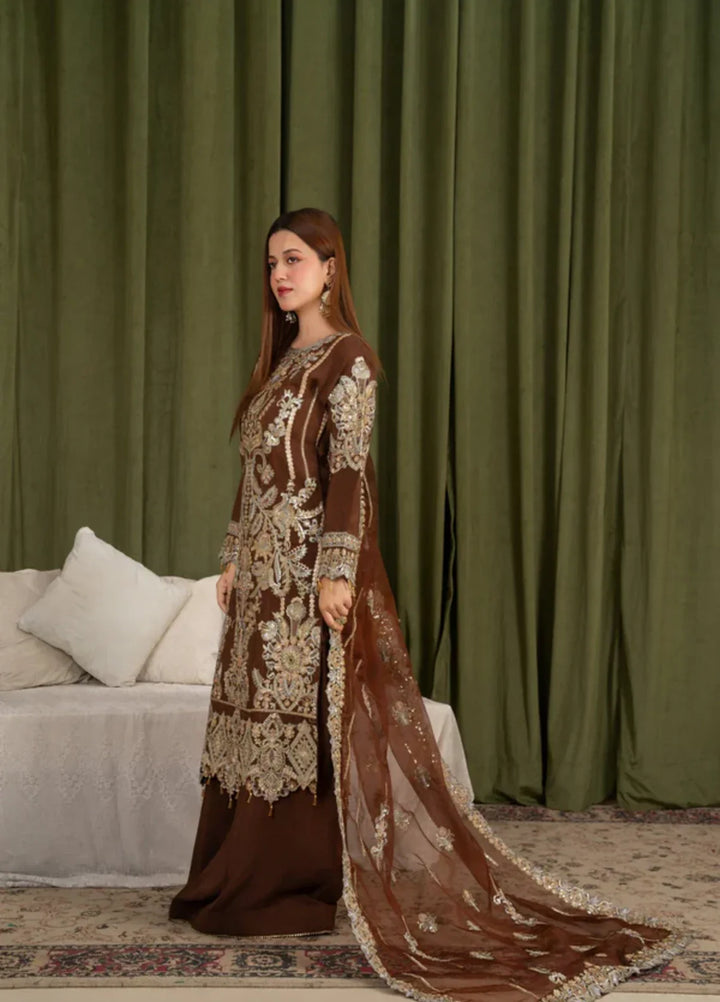 Sehrish by Maherposh RTW Embroidered Viscose Raw Silk 3 Piece Suit MP-SR-05 COCOA HERITAGE Festive Collection