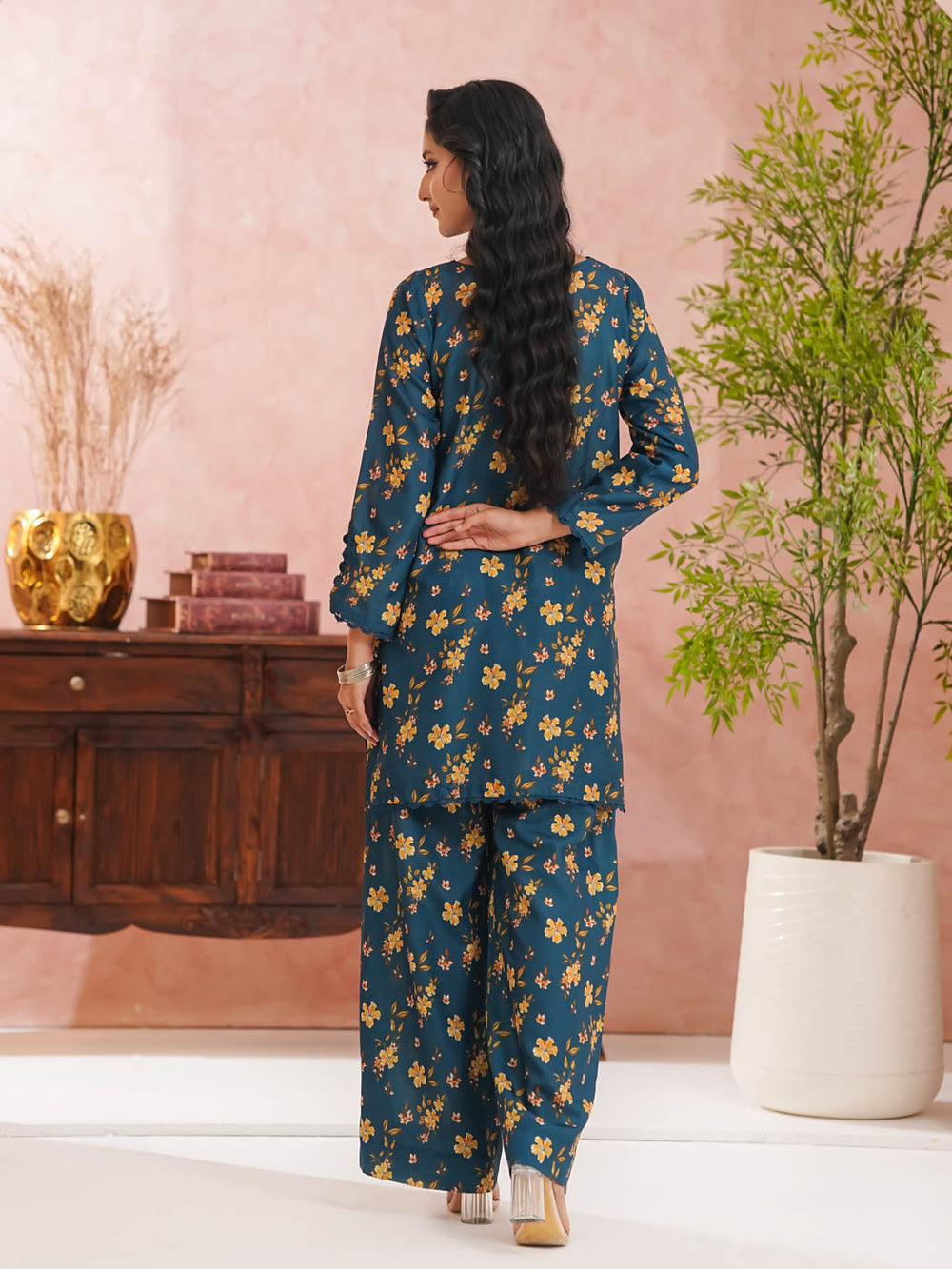 TNG Women RTW Printed Swiss Lawn 2 Piece Suit Ella Teal Casual Collection