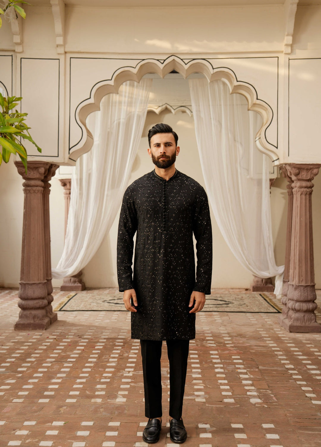 Dildaar by Hamna Ehtasham Mens RTW Embroidered Korean Silk 3 Piece Suit Faris Festive Collection
