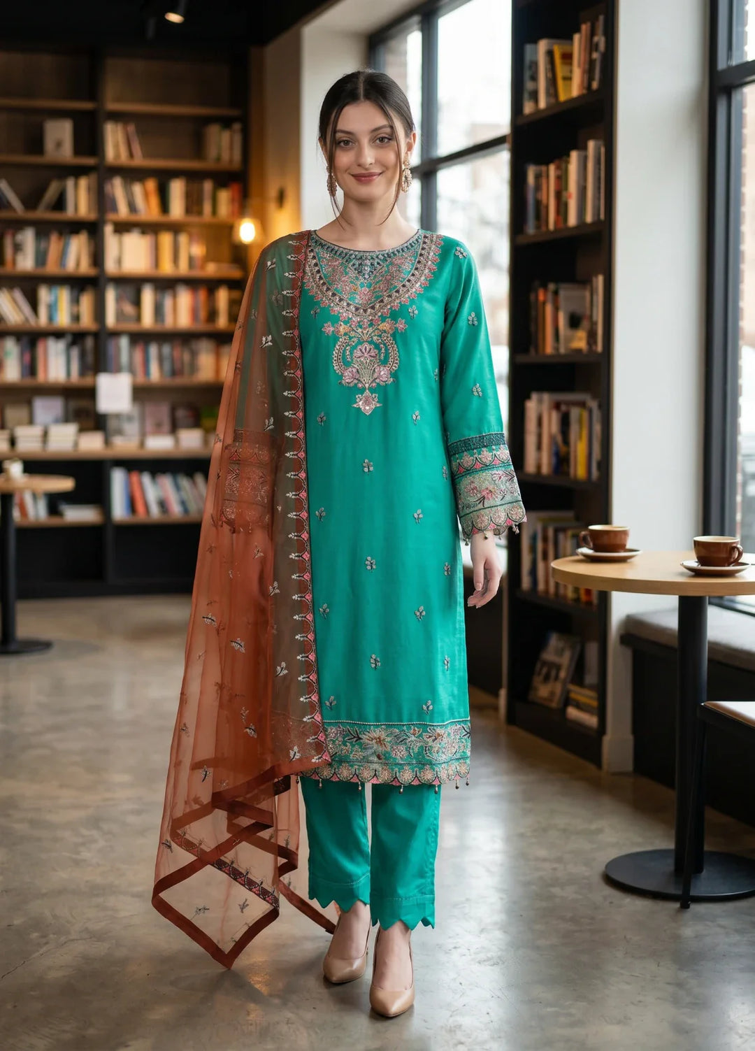 Maher E Naseeb by Maherposh RTW Embroidered Chiffon 3 Piece Suit HM-2013 Festive Collection