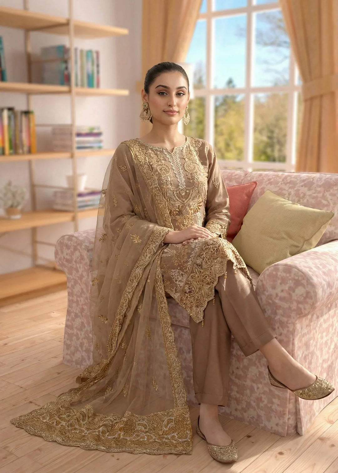 Maher E Naseeb by Maherposh RTW Embroidered Chiffon 3 Piece Suit FHM-1043 Festive Collection