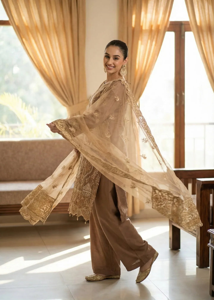 Maher E Naseeb by Maherposh RTW Embroidered Chiffon 3 Piece Suit FHM-1043 Festive Collection