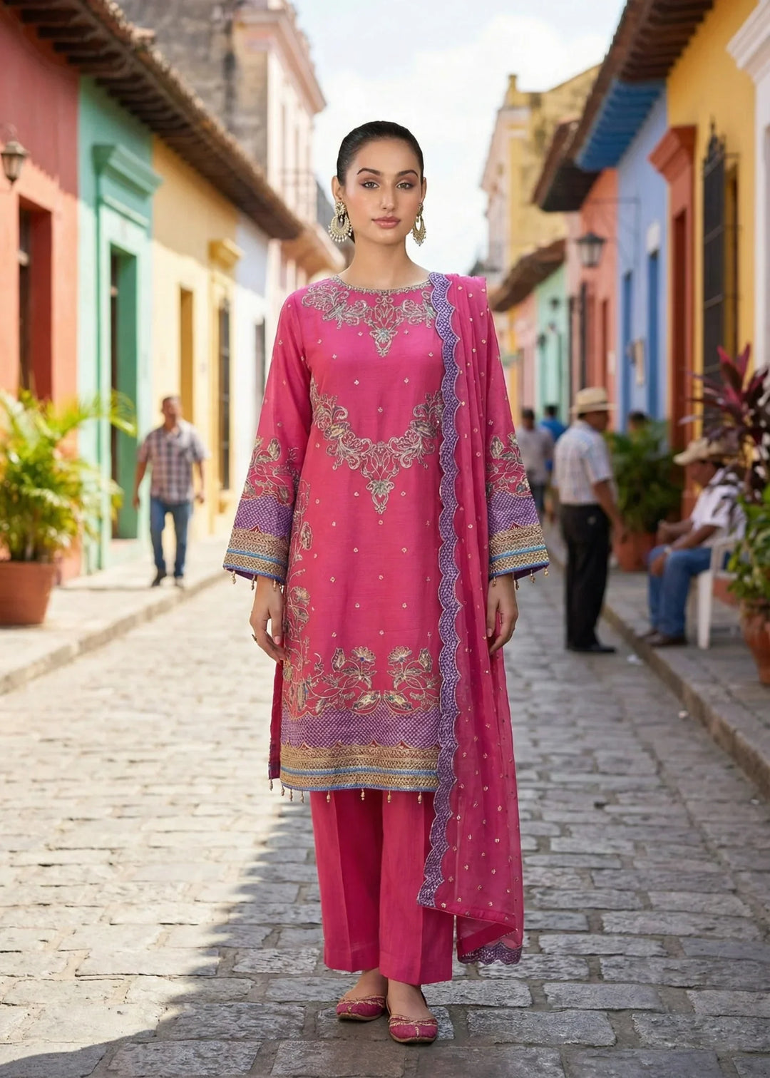 Maher E Naseeb by Maherposh RTW Embroidered Chiffon 3 Piece Suit HM-1040 Festive Collection