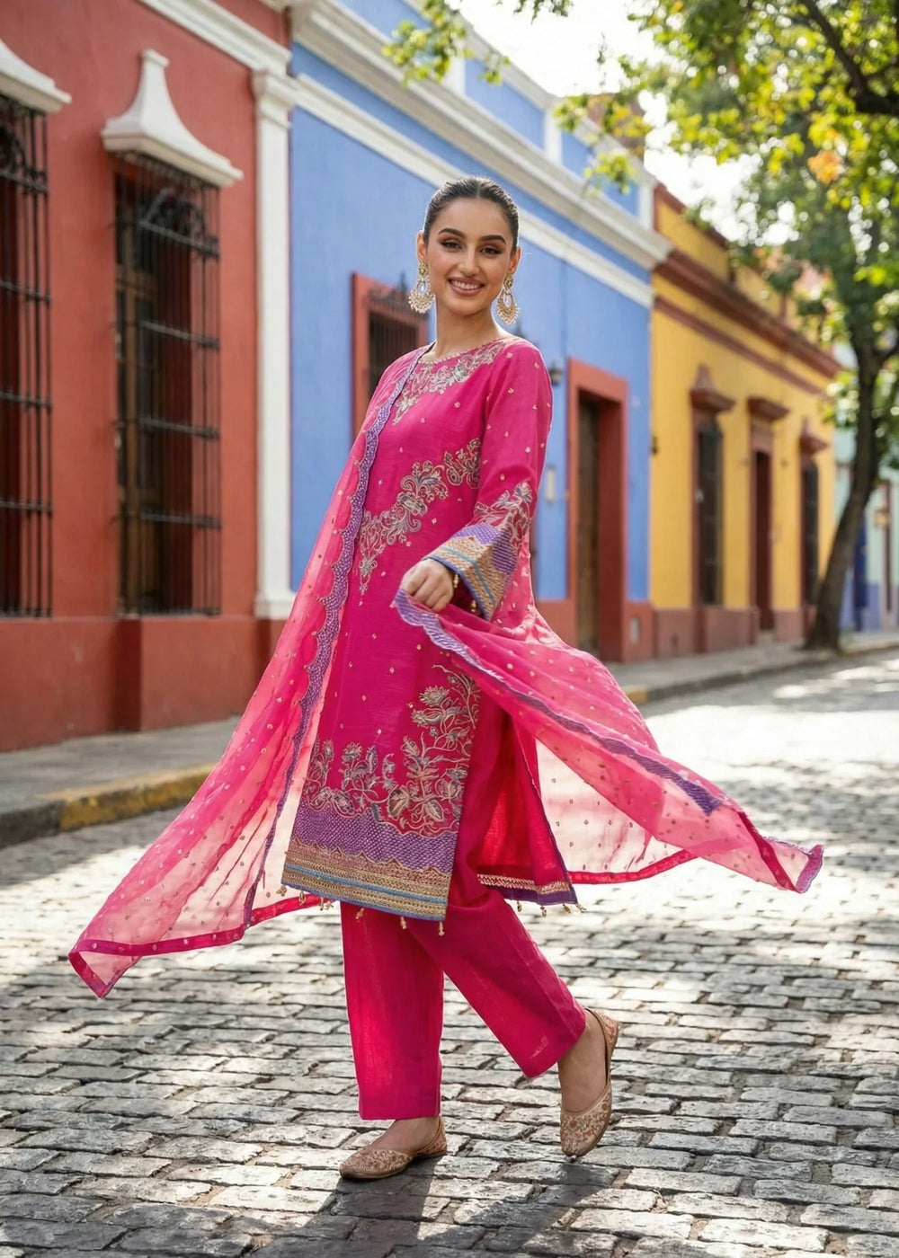 Maher E Naseeb by Maherposh RTW Embroidered Chiffon 3 Piece Suit HM-1040 Festive Collection