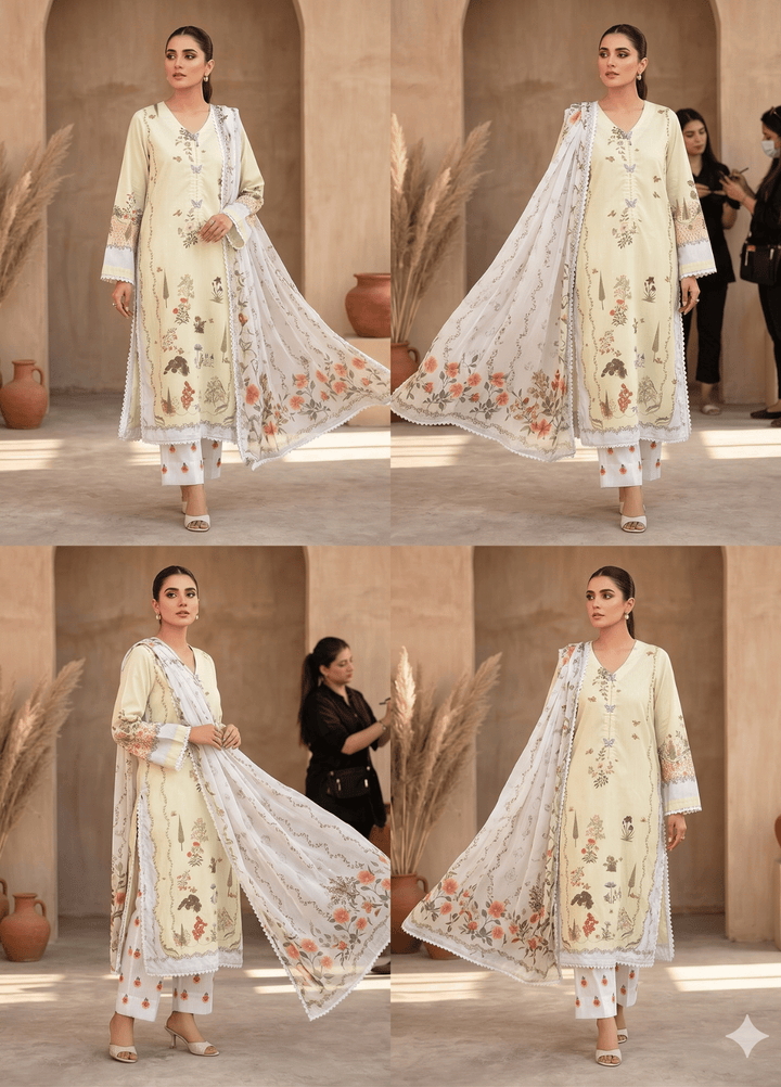 Syra's Atelier Women RTW Printed Chiffon 3 Piece Suit Gulbahar Summer Collection