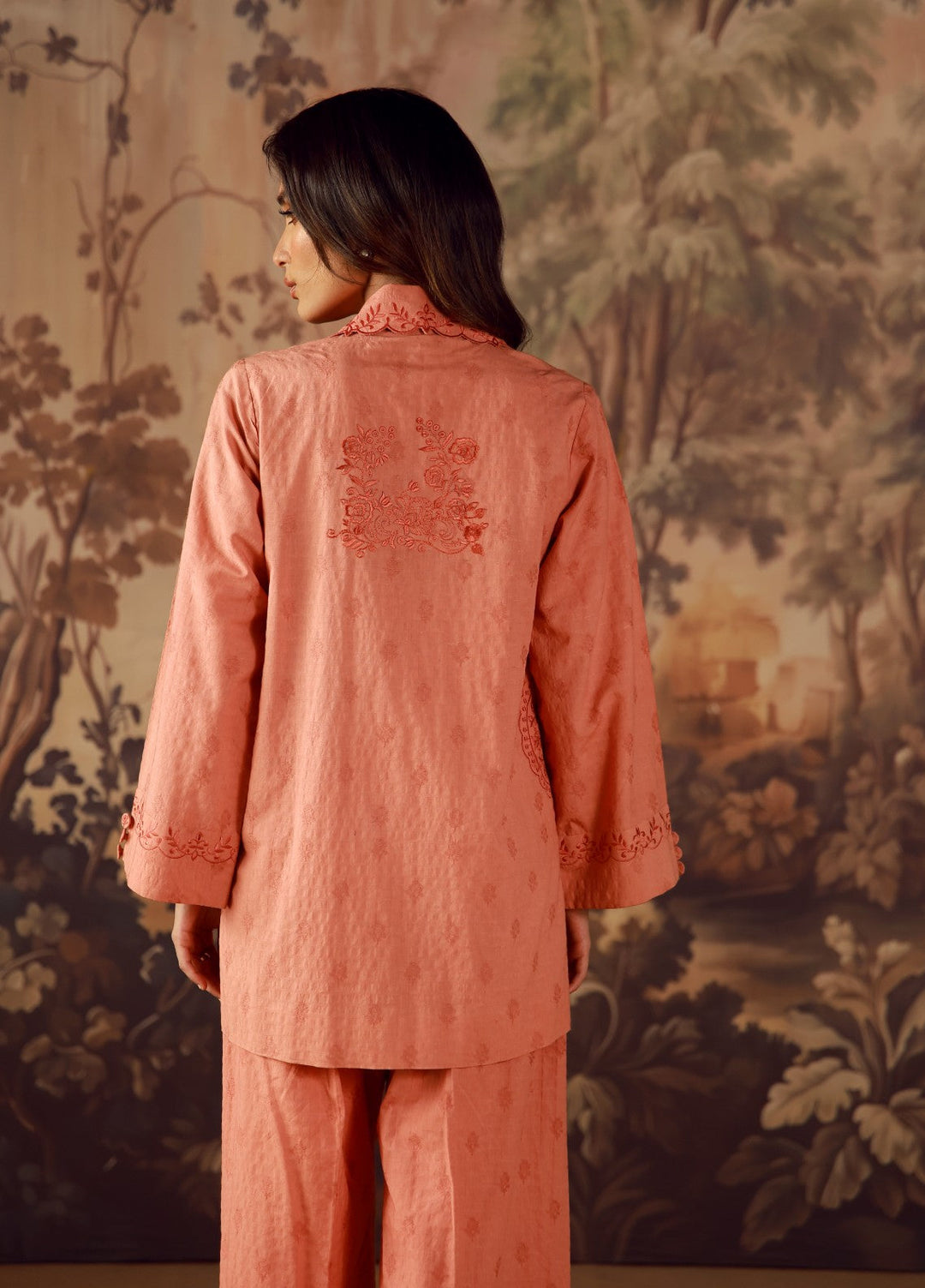 Sahar Women RTW Embroidered Jacquard 2 Piece Suit Sunstone Casual Collection