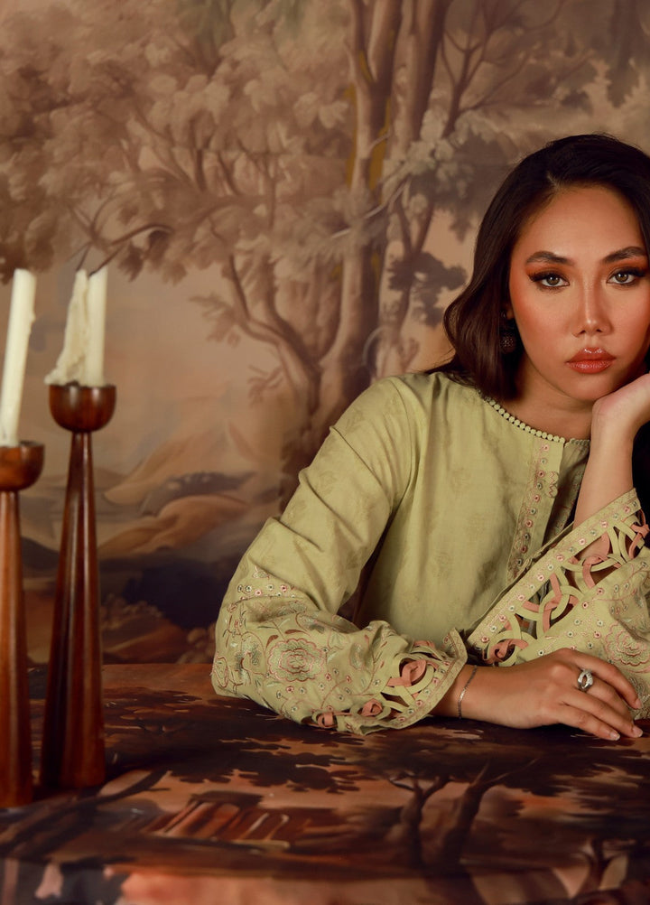 Sahar Women RTW Embroidered Jacquard 2 Piece Suit Jade Casual Collection