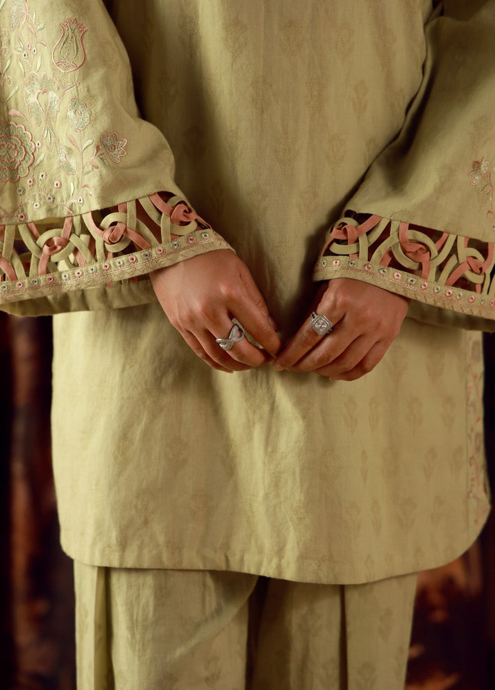 Sahar Women RTW Embroidered Jacquard 2 Piece Suit Jade Casual Collection