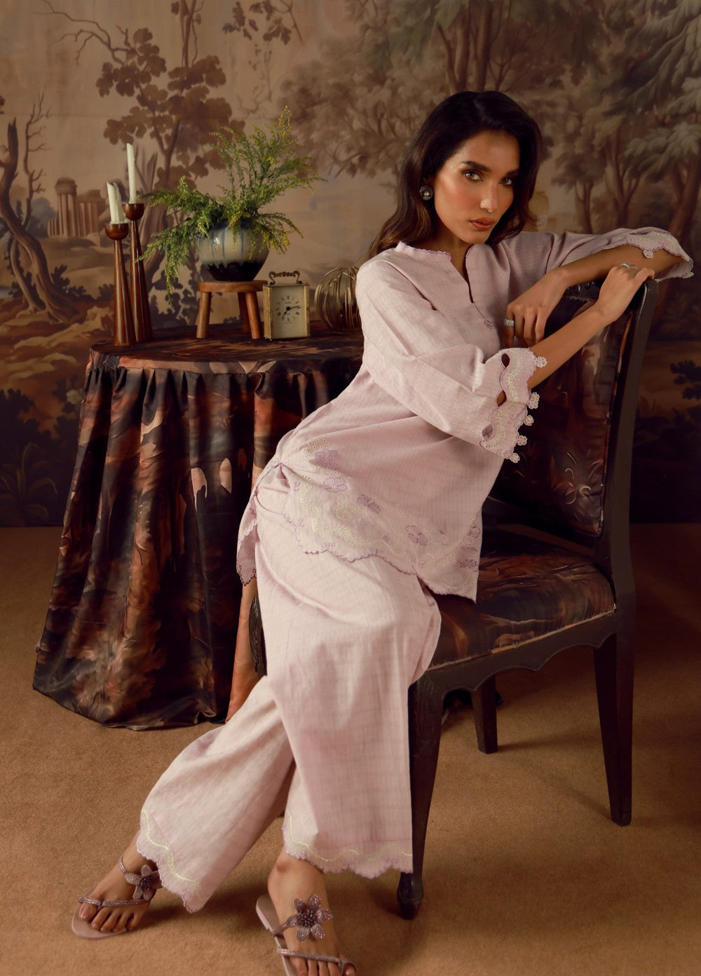 Sahar Women RTW Embroidered Jacquard 2 Piece Suit Amethyst Casual Collection