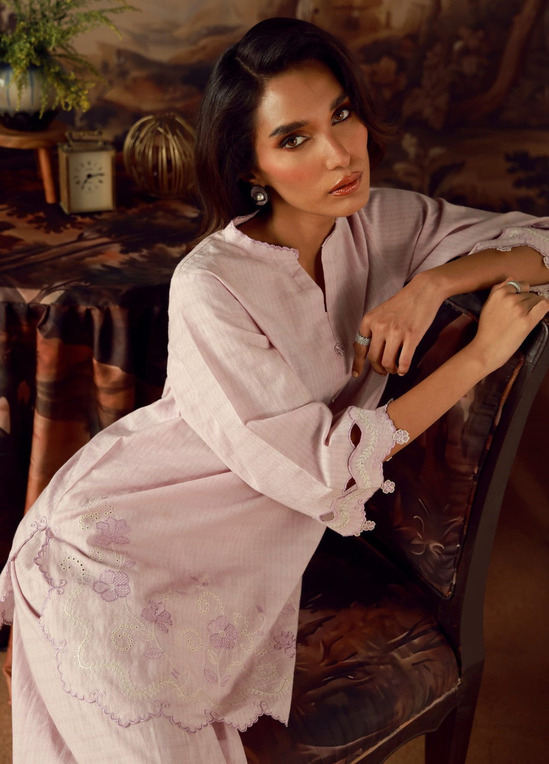 Sahar Women RTW Embroidered Jacquard 2 Piece Suit Amethyst Casual Collection