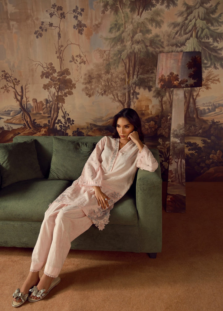 Sahar Women RTW Embroidered Jacquard 2 Piece Suit Rose Quartz Casual Collection